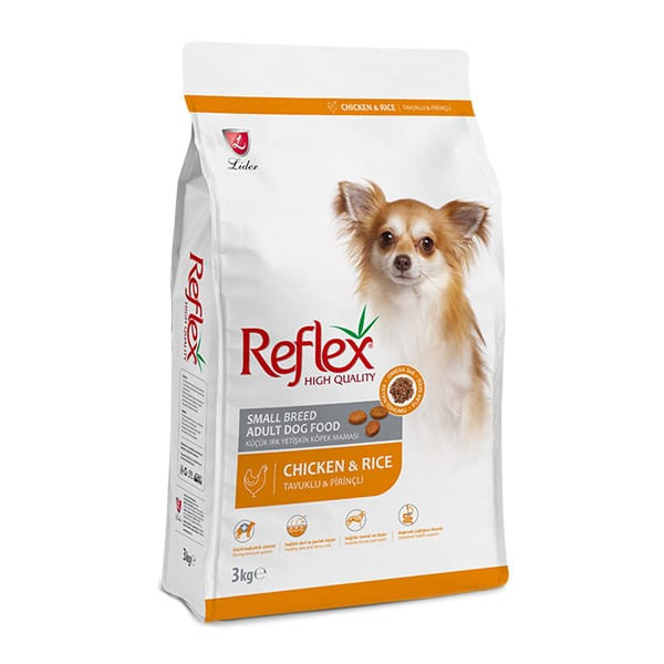 غذای خشک سگ کوچک بالغ رفلکس مدل مینی ادلت بسته بندی زیپ کیپ یک کیلویی Reflex dog mini adult