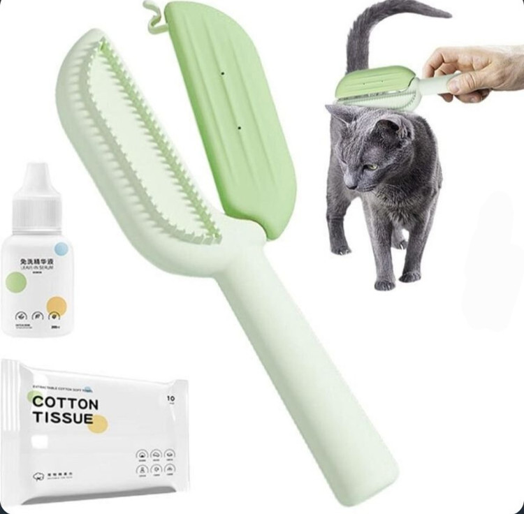 برس و شانه ی ماساژور و مخزن دار دوطرفه حیوانات cat comb